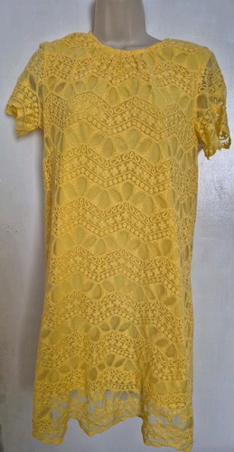 Zara yellow lace shift dress - lace,