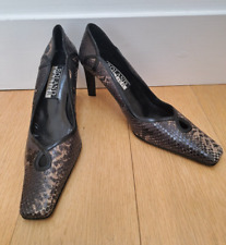 Roland Cartier Leather Heels Shoes UK 6.5 Snake Skin Black Brown BNWOT