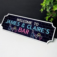 Personalised Bar Sign NEON EFFECT Home Bar Sign Man Cave Decor Pub Club Signs