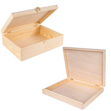 A4 Wooden Storage Box Unpainted Plain | 2 Sizes | Hinged Lid | Storing Organiser