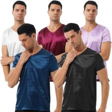 Men Blouse Loose Shirts Stain Shirt Theme Top Exotic T-shirt Basic Tops Silk