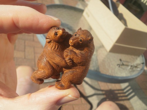 Hand carved wood netsuke 2 - hand,