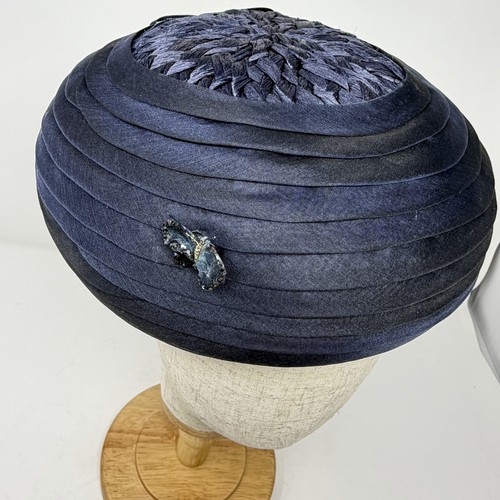 Vintage 1960s navy pillbox - navy, hat