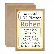 HDF MDF Boards - 2mm/3mm/6mm - Raw - Wood Boards - For Laser/CNC - Onlywood
