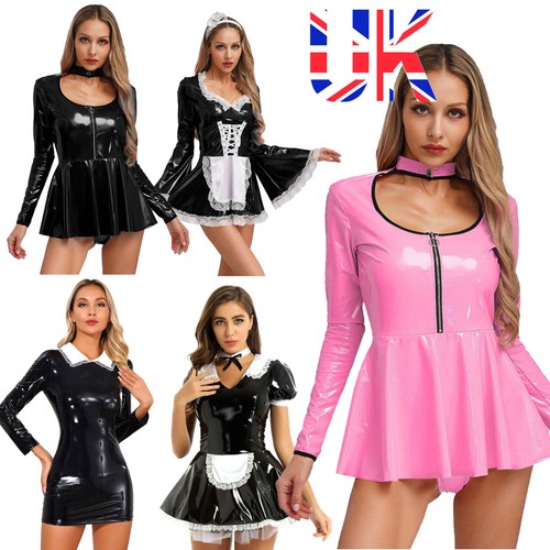 Women wetlook french maid - women,