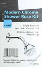 Chrome Fixed Shower Rose Head Wall Boss Screw In Threaded Mount Arm Tilt +Flange