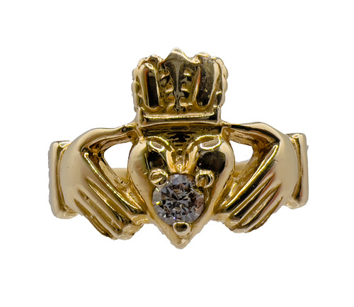 14k yellow gold irish claddagh - 14k,