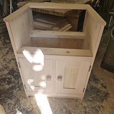 Oak fronted  600mm belfast sink housing with oak tap and side ledges