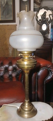 Edwardian brass converted oil - converted,