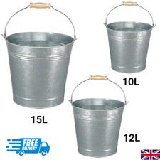 Galvanised Metal Bucket Handle Large Small Plant Pot Coal Planter Strong Steel