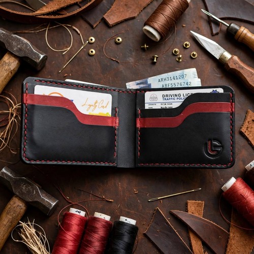 Men handmade bifold wallet - handmade,