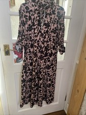 Joanna Hope Dress Elastic Detail 3/4 Sleeves Ruff with Tie Neck