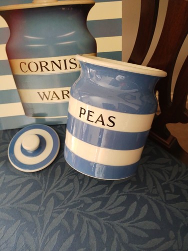 Green cornishware peas jar - cornishware,