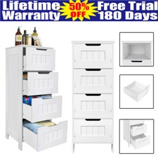 White High Gloss 4 Drawer Modern Slim Side Chest Drawers Storage Cabinet Bedroom