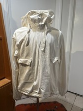 Vtg 40s USN Gunner Smock WW2 WWII Parka Anorak Jacket White Military Hooded