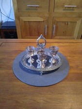 Ellkington & Co Silver Plated Egg Cup Cruet Set with Tray Vintage
