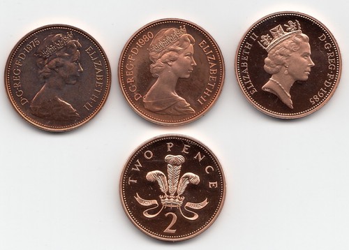 Proof two pence coins - pence,