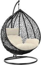 Hanging Egg Chair Indoor Outdoor Swing Chair Black Hammock with Cushion