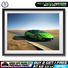 LAMBORGHINI HURACAN Wall Art Print Poster Super Sport Car Large Size A4 A3 A2 A1