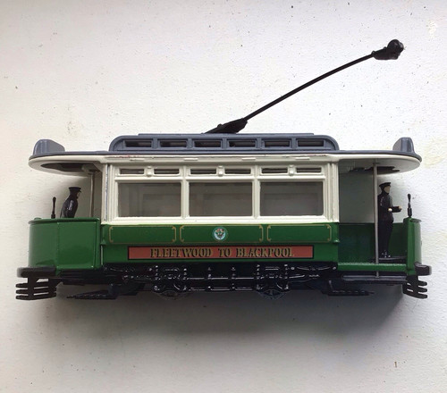 Green cream model tram - cream,