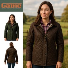 Womens Game 'ZARA' Wax Quilted Jacket| Ladies Argyle Padded Diamond Pattern Coat