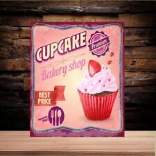 Cupcakes Metal wall sign gift shop cafe shop bar mocha 20x15cm vintage bakery