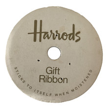 Vintage HARRODS Gift Ribbon 4.5m Grey / Silver Viscose