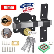 Gate Lock Garden Security Double Long Throw Bolt Rim Lock 5 Keys 70mm Both Sides
