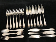 WMF Model 82 Fish Cutlery Design Albin Müller 9 Knives + Forks Ostrich Brand