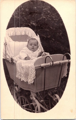 Rppc baby antique pram - pram, with