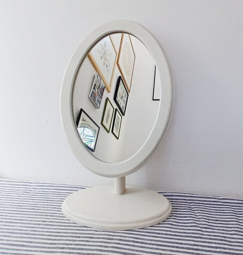 White wooden oval tabletop - white,