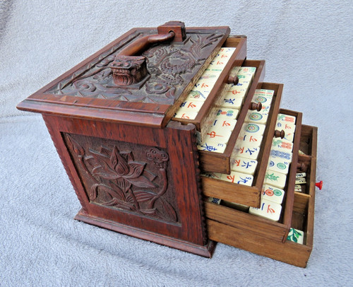 Antique chinese mahjong set - mahjong,