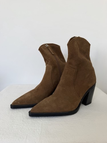 Zara brown suede western ankle - suede,