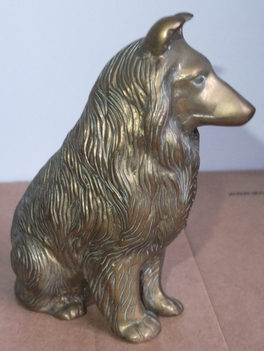 Vintage brass dog - brass, collie