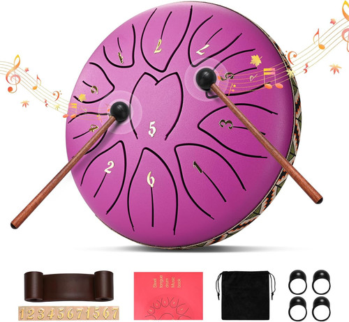 Steel tongue drum couleeur - steel,
