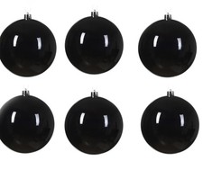 Extra LARGE Black Baubles 14cm Giant Christmas Tree Hanger Decorations x 6