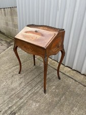 Antique French Writing Desk / Ladies Writing Table Inlaid Kingwood Brass Gilt 