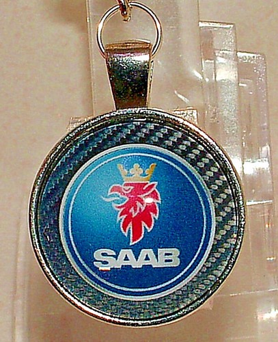 Saab keyring silver plated