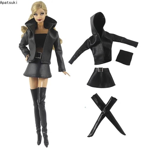 Black leather doll - leather,