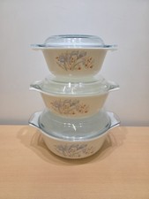 3 Vintage Pyrex Blue Iris