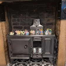 Victorian Edwardian cast iron original antique range Fire Cooker 