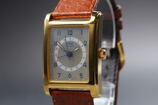 Near MINT ORIS Rectangular B7460 Pointer Date Gold Tank Auto Men's Watch JAPAN