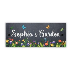 Personalised Rustic Slate House Sign UV Printed Flower Garden Yard Wall Plaque