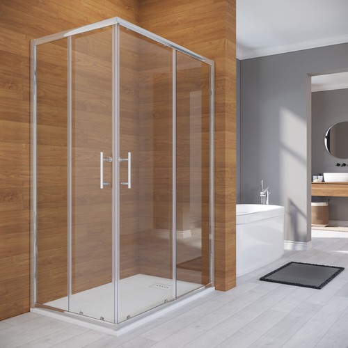 Corner shower enclosure - corner, walk