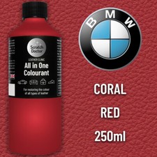 Leather Paint for BMW Car Seat CORAL RED. All in One 250ml Dye for Repairing.
