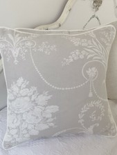 Laura Ashley Josette Dove Grey Fabric Cushion Cover (Piped)16" white 