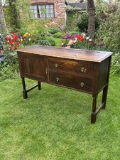 Antique Solid Oak Sideboard Cupboard Drawers On Legs Farmhouse Washstand Base