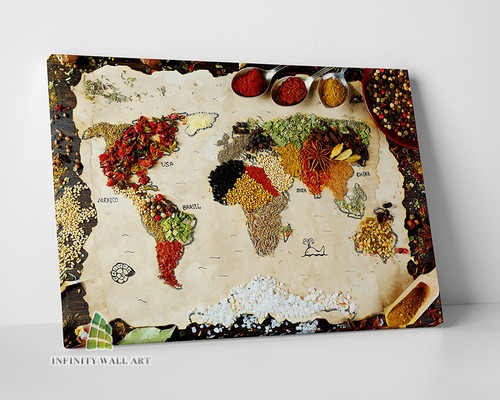 Spices world map canvas art - map,
