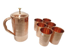 Pure Copper Indian Jug with 6