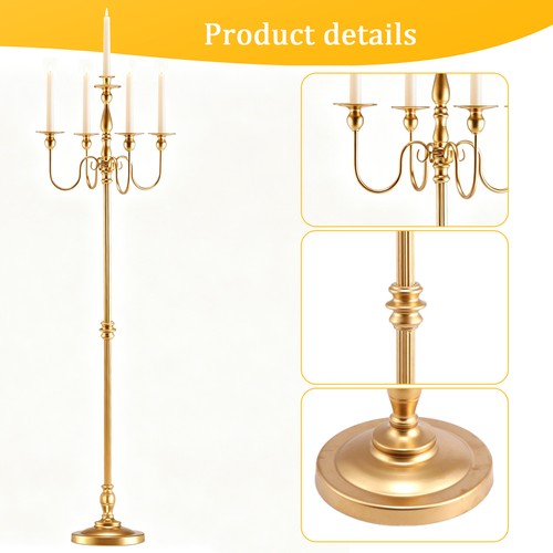 Metal arm floor candle - metal, 5